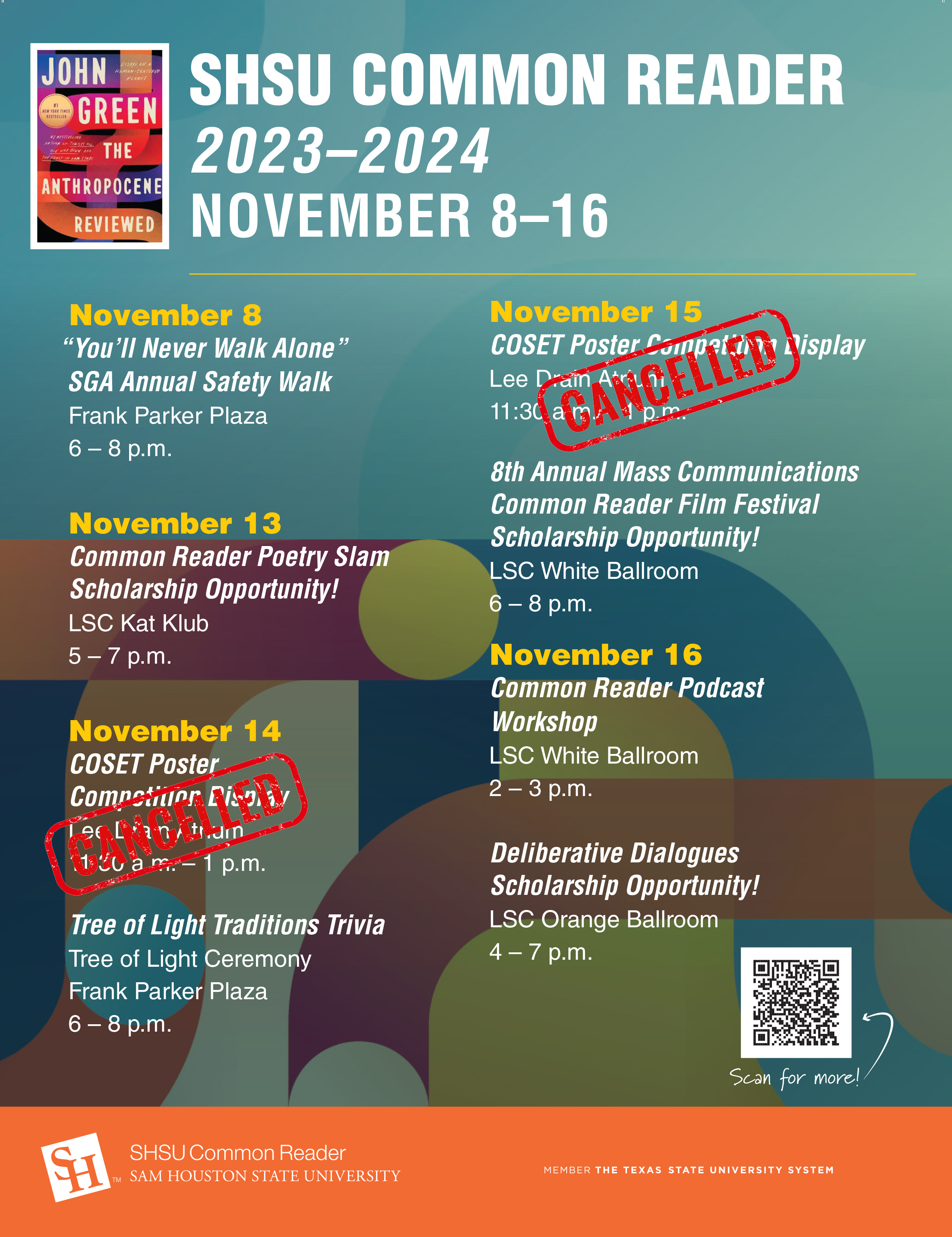 2023_SHSU_CommonReader_Flier 8.5x11_cancellation